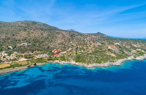 Skala Villa | Skala Villa Blue: Large Private Pool, Walk to Beach, Sea Views, A/C, WiFi