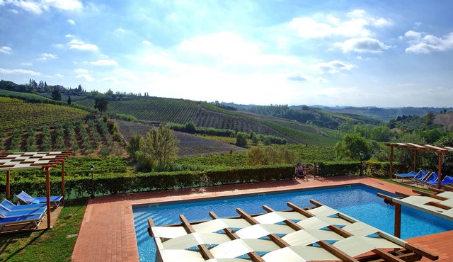 Beautiful apartment for 4 people with WIFI, A/C, pool, TV and panoramic view, close to San Gimig.