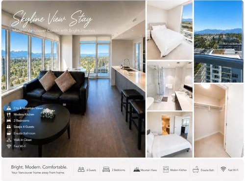 Brand-New Skyline Modern 2BR Near Oakridge Park Mall and Canada Line